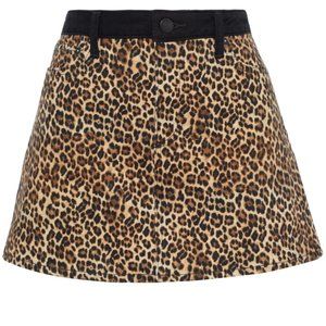 NWOT ALICE + OLIVIA paneled leopard-print denim mini skirt